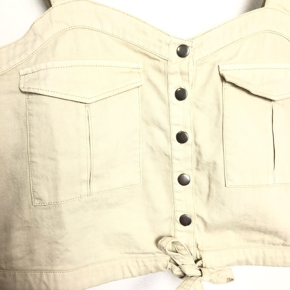 Free people New ivory palm desert Denim crop Top S - Picture 6 of 9